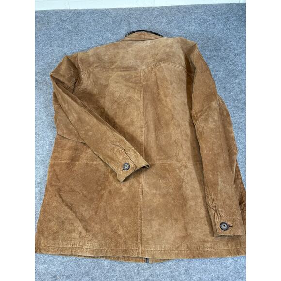 VINTAGE 90s Knightsbridge Faux Suede Jacket Mens Large Brown Barn Outdoor Retro - Picture 2 of 8
